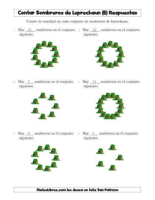 La hoja de ejercicios de Contar Sombreros de Leprechaun en Conjuntos Circulares (B) Página 2