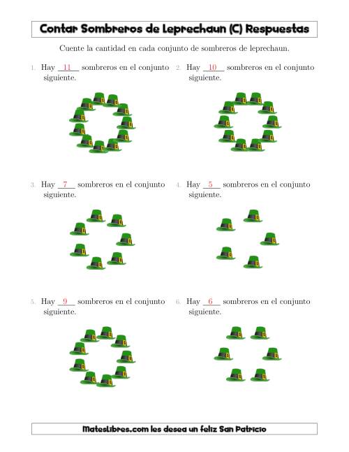 La hoja de ejercicios de Contar Sombreros de Leprechaun en Conjuntos Circulares (C) Página 2
