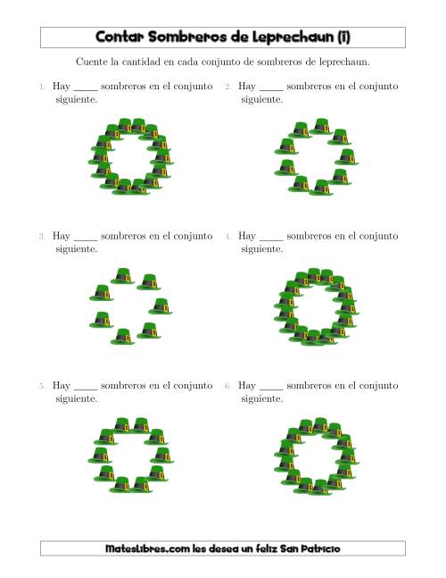 La hoja de ejercicios de Contar Sombreros de Leprechaun en Conjuntos Circulares (I)