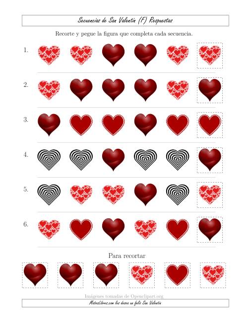La hoja de ejercicios de Secuencias de Imágenes de San Valentín cambiando el Atributo Forma (F) Página 2
