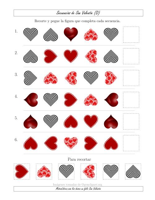La hoja de ejercicios de Secuencias de Imágenes de San Valentín cambiando los Atributos Forma y Rotación (D)