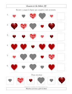 Secuencias de Imágenes de San Valentín cambiando los Atributos Forma y Tamaño