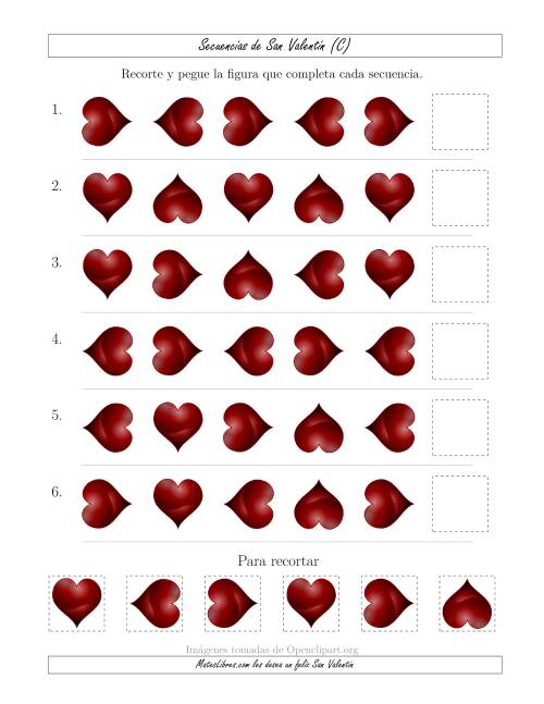 La hoja de ejercicios de Secuencias de Imágenes de San Valentín cambiando el Atributo Rotación (C)