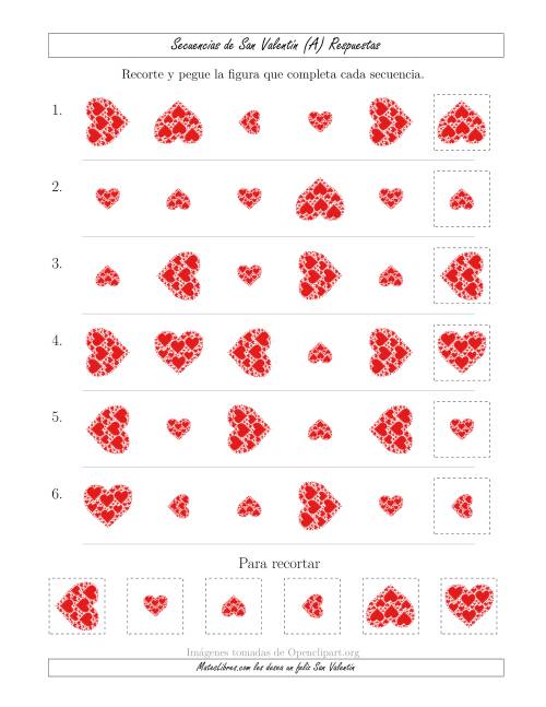 La hoja de ejercicios de Secuencias de Imágenes de San Valentín cambiando los Atributos Tamaño y Rotación (A) Página 2