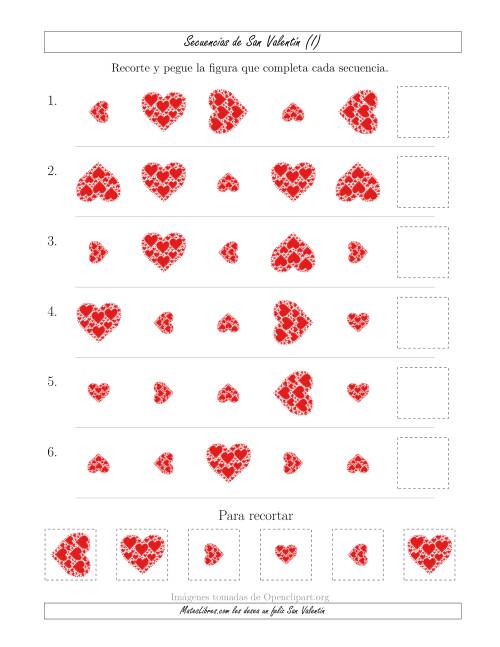La hoja de ejercicios de Secuencias de Imágenes de San Valentín cambiando los Atributos Tamaño y Rotación (I)