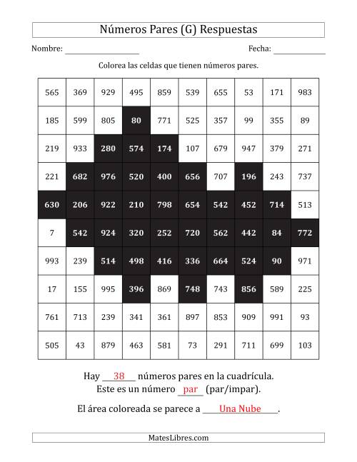 La hoja de ejercicios de Colorear Celdas con Números Pares para Dibujar una Imagen (G) Página 2