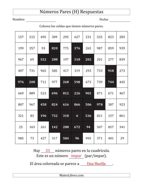 La hoja de ejercicios de Colorear Celdas con Números Pares para Dibujar una Imagen (H) Página 2