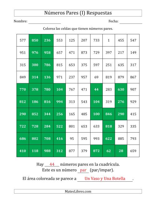 La hoja de ejercicios de Colorear Celdas con Números Pares para Dibujar una Imagen (I) Página 2
