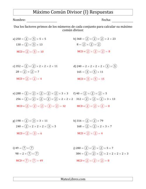 La hoja de ejercicios de Calcular el Máximo Común Divisor de Dos Números entre 4 y 400 (I) Página 2