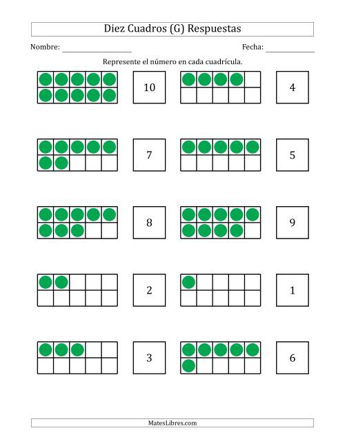 La hoja de ejercicios de Completar Diez Cuadros en Blanco con los Números en Orden Aleatorio (G) Página 2