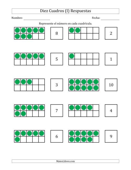 La hoja de ejercicios de Completar Diez Cuadros en Blanco con los Números en Orden Aleatorio (I) Página 2