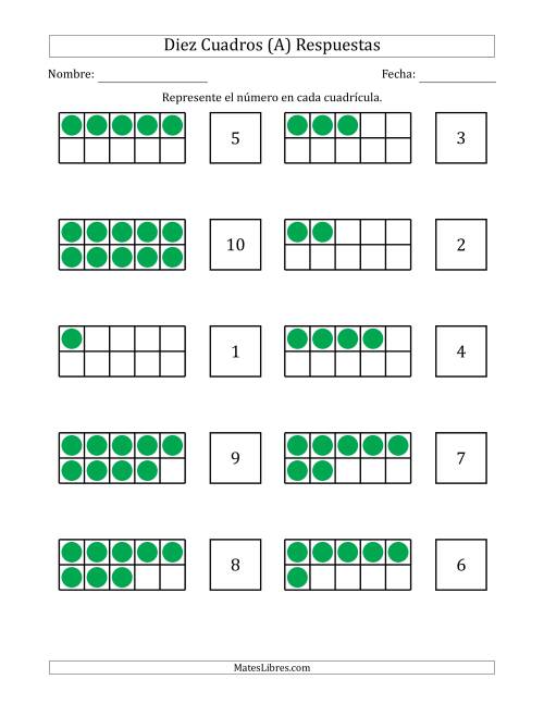 La hoja de ejercicios de Completar Diez Cuadros en Blanco con los Números en Orden Aleatorio (Todas) Página 2