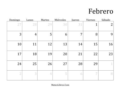 La hoja de ejercicios de Calendario Mensual de Años que comienzan en Martes (Bisiesto) (C) Página 2
