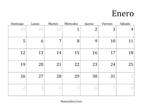 La hoja de ejercicios de Calendario Mensual de Años que comienzan en Miércoles (Bisiesto) (D)