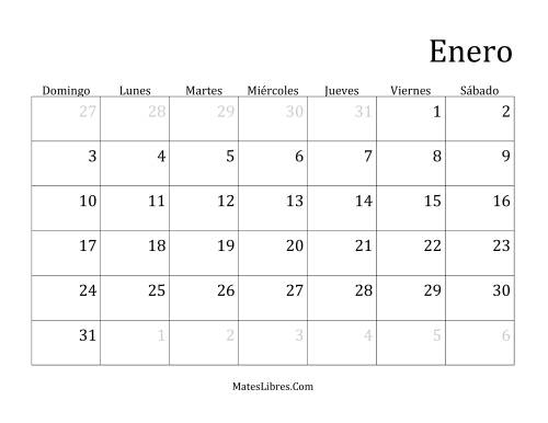 La hoja de ejercicios de Calendario Mensual de Años que comienzan en Viernes (Bisiesto) (F)