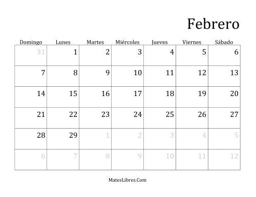 La hoja de ejercicios de Calendario Mensual de Años que comienzan en Viernes (Bisiesto) (F) Página 2
