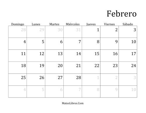 La hoja de ejercicios de Calendario Mensual de Años que comienzan en Lunes (B) Página 2