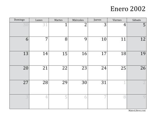 La hoja de ejercicios de Calendario Mensual de 2002 (2002)