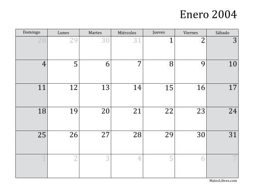 La hoja de ejercicios de Calendario Mensual de 2004 (2004)
