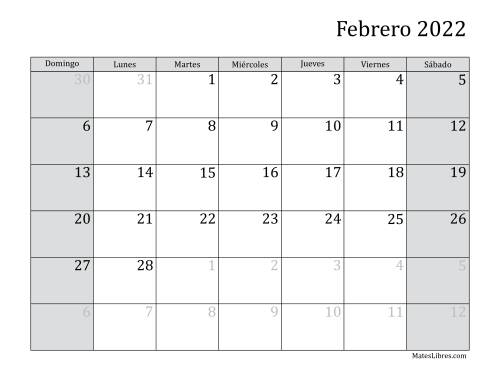 La hoja de ejercicios de Calendario Mensual de 2022 Página 2