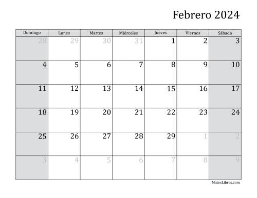La hoja de ejercicios de Calendario Mensual de 2024 Página 2