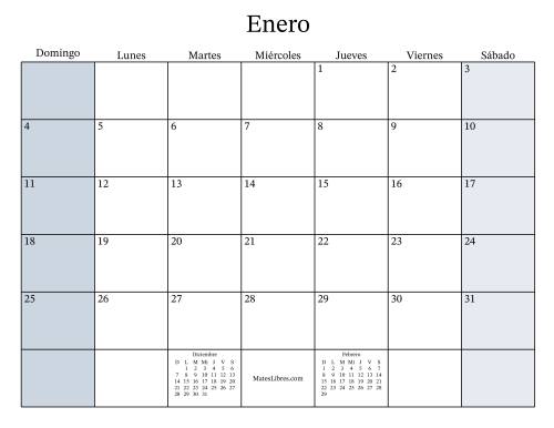 La hoja de ejercicios de Calendario Mensual Rellenable General bisiesto con el 1 de Enero que cae en Jueves (Formato de Domingo a Sábado) (Jueves)