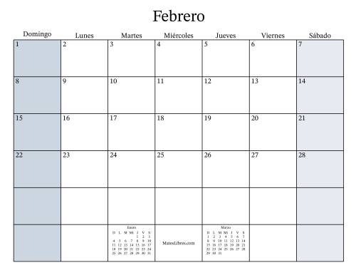 La hoja de ejercicios de Calendario Mensual Rellenable General con el 1 de Enero que cae en Jueves (Formato de Domingo a Sábado) (Jueves) Página 2