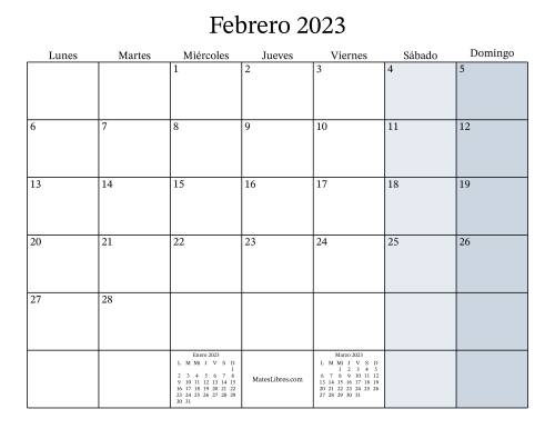 La hoja de ejercicios de Calendario Mensual Rellenable del Año 2023 con el Lunes como primer día (2023) Página 2