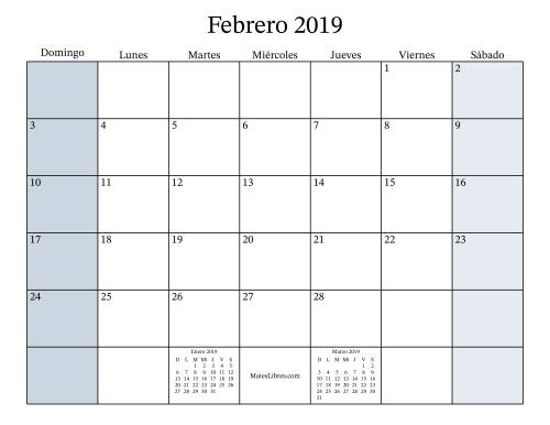 La hoja de ejercicios de Calendario Mensual Rellenable del Año 2019 (2019) Página 2