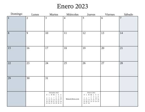 La hoja de ejercicios de Calendario Mensual Rellenable del Año 2023 (2023)