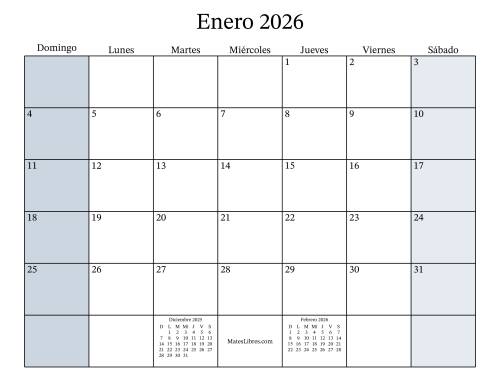 La hoja de ejercicios de Calendario Mensual Rellenable del Año 2026 (2026)