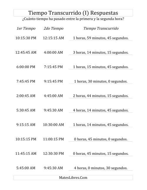 La hoja de ejercicios de Medir Tiempo Transcurrido, Hasta 5 Horas en Intervalos de 15 Minutos y 15 Segundos (I) Página 2